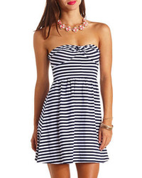 Charlotte Russe Knotted Striped Strapless Skater Dress