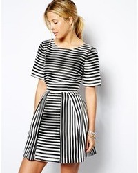 Asos Collection Structured Skater Dress In Stripe