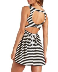 Charlotte Russe Striped Heart Cut Out Skater Dress