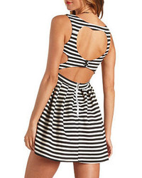 Charlotte Russe Striped Heart Cut Out Skater Dress