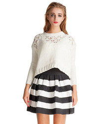 Choies Black Striped Skater Skirt