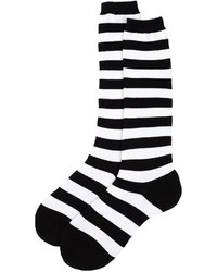 Sock It To Me Black White Striped Over The Knee Socks