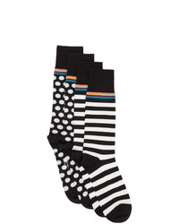 Paul Smith Two Pack Black And White Stripes And Dots Socks