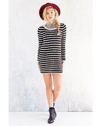 Black and White Horizontal Striped Sweater Dress