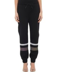 Black and White Horizontal Striped Sweatpants