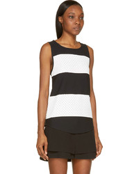 Jay Ahr Black And White Striped Eyelet Tank Top