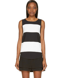 Jay Ahr Black And White Striped Eyelet Tank Top