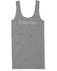 Calvin Klein Rhinestone Logo Striped Cotton Stretch Tank