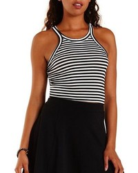Charlotte Russe Striped Racer Front Cropped Tank Top
