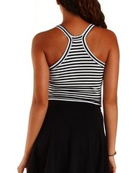 Charlotte Russe Striped Racer Front Cropped Tank Top