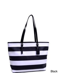 Black and White Horizontal Striped Tote Bag