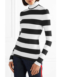 Calvin Klein 205w39nyc Striped Stretch Jersey Turtleneck Top Black
