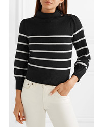Co Button Detailed Striped Wool And Cashmere Blend Sweater