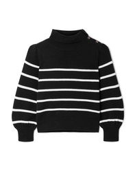 Co Button Detailed Striped Wool And Cashmere Blend Sweater