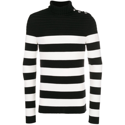 Balmain striped roll-neck jumper - Black