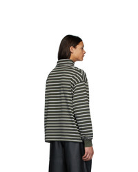 GR-Uniforma Green And White Striped Roll Turtleneck