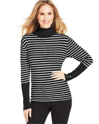 Style&co. Striped Turtleneck Sweater