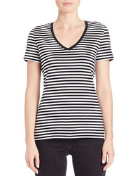 Lord & Taylor Plus Striped Stretch Cotton Tee