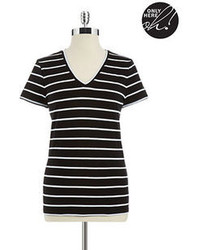 Lord & Taylor Striped V Neck Tee