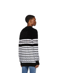 Balmain Black And White Velvet Logo Sweater