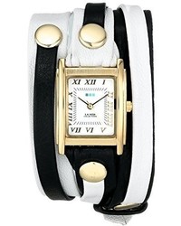La Mer Collections Lmlwmix002 White Black Mix Layer Bracelet Wrap Watch