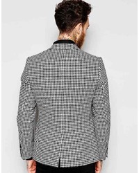 Noose Monkey Noose Monkey Houndstooth Blazer With Contrast Lapel In Super Skinny Fit