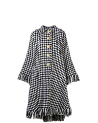 Black and White Houndstooth Cape Coat