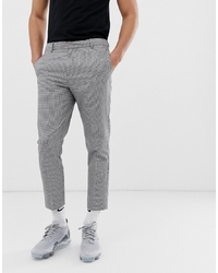 New Look Slim Fit Cropped Trousers In Puppytooth