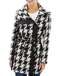 KC Collections Belted Houndstooth Coat
