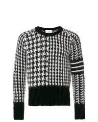 Black and White Houndstooth Crew-neck Sweaters for Men | Lookastic