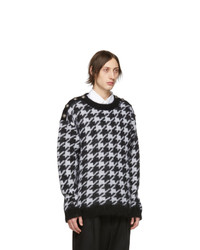 Balmain Black And White Angora Houndstooth Sweater