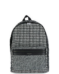 Black and White Houndstooth Leather Backpack