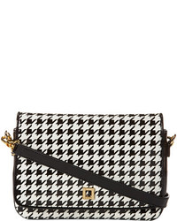 Black and White Houndstooth Leather Crossbody Bag