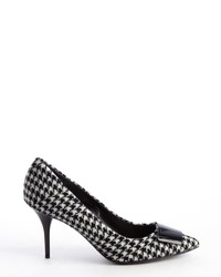 Christian Dior Black And White Textile Pointed Toe Pumps