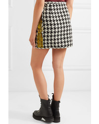 Off-White Houndstooth Wool Blend Wrap Mini Skirt