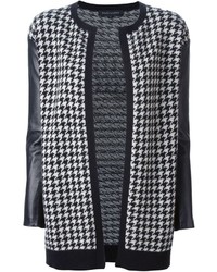 Black and White Houndstooth Open Cardigan