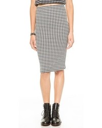Black and White Houndstooth Pencil Skirt