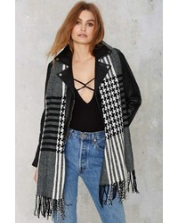 Factory Lost And Houndstooth Fringe Scarf