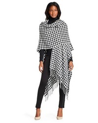 Oversized Houndstooth Blanket Wrap Scarf Black And White