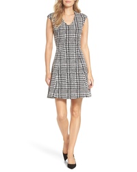 FOREST LILY Houndstooth Jacquard Fit Flare Dress