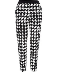 River Island Black And White Houndstooth Cigarette Pants
