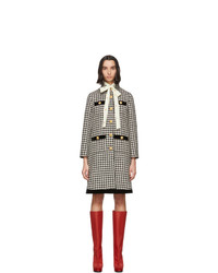 Black and White Houndstooth Tweed Coat