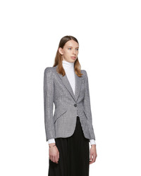 Alexander McQueen Black And White Houndstooth Wool Prince Of Wales Blazer
