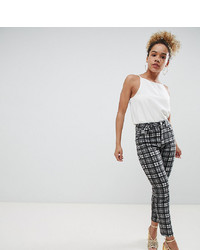 Asos Petite Asos Design Petite Farleigh High Waist Slim Mom Jeans In Mono Check