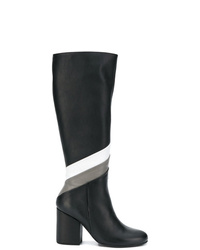 Black and White Knee High Boots