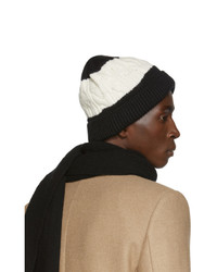 Saint Laurent Black And Off White Big Twisted Knit Beanie