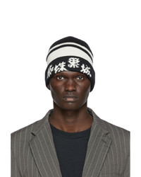 Undercover Black And Off White Wool Beanie