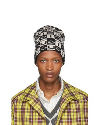 Gucci Black And Off White Wool Checkerboard Beanie