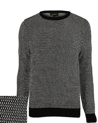 River Island Black And White Textured Knit Sweater