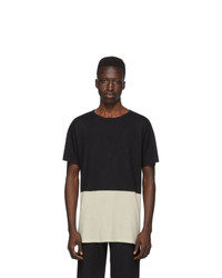 Frenckenberger Black And Off White Cashmere T Shirt